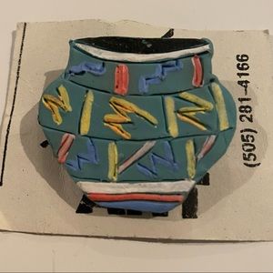 Sabia Artisan Handmade Vase Brooch Pin Southwest Signed